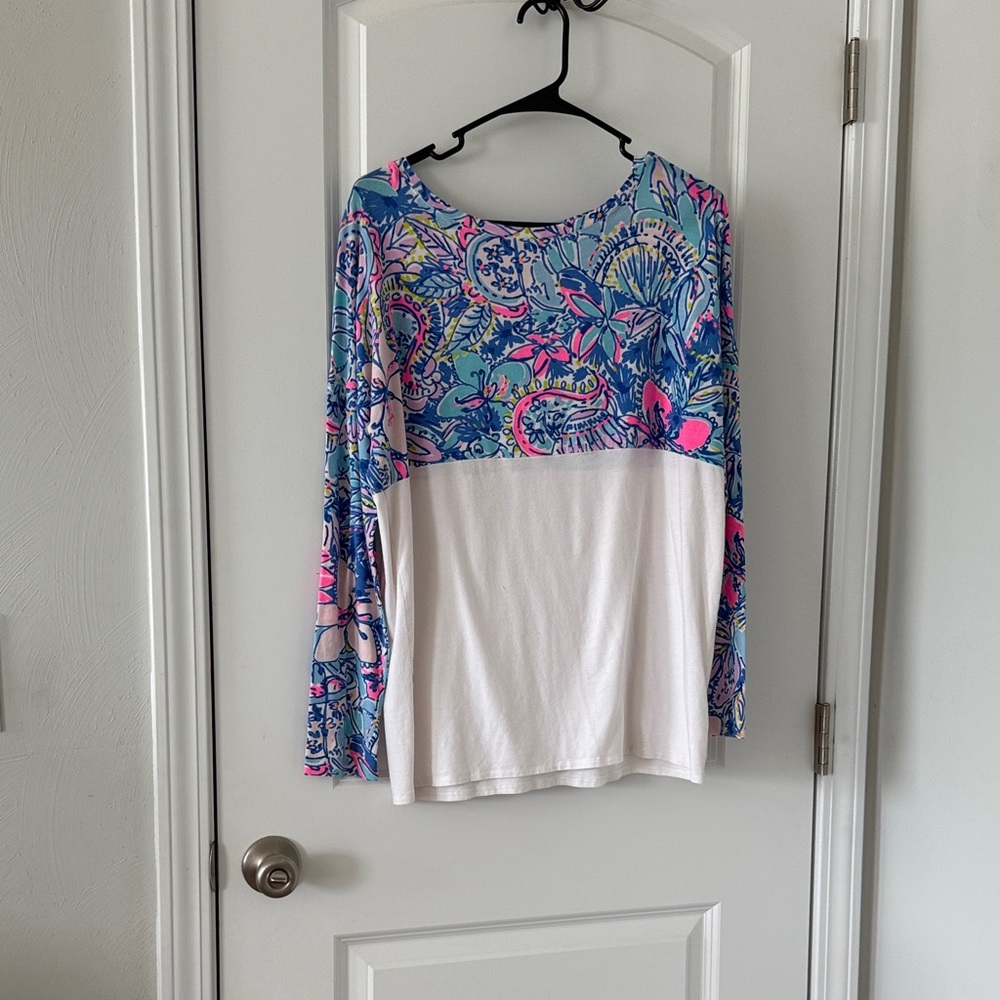 Lilly Pulitzer Blue and Pink Patterned Blouse